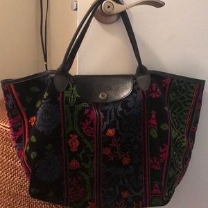 Authentic - Rare Floral Velvet Print Longchamp